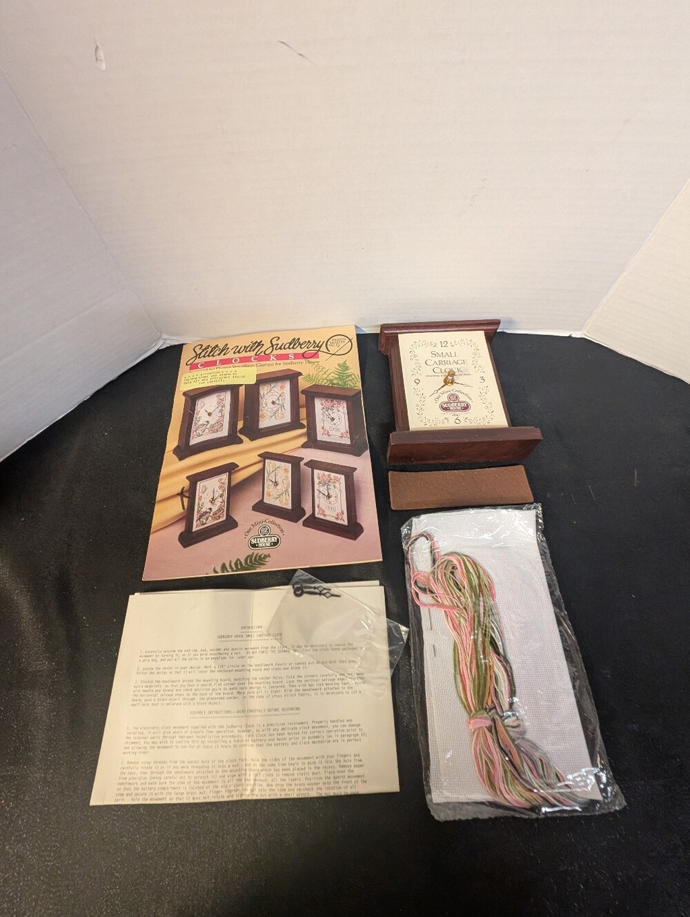 New Vintage Sudbury House Mini Cross Stitch Embroidered Carriage  Mantle Clock